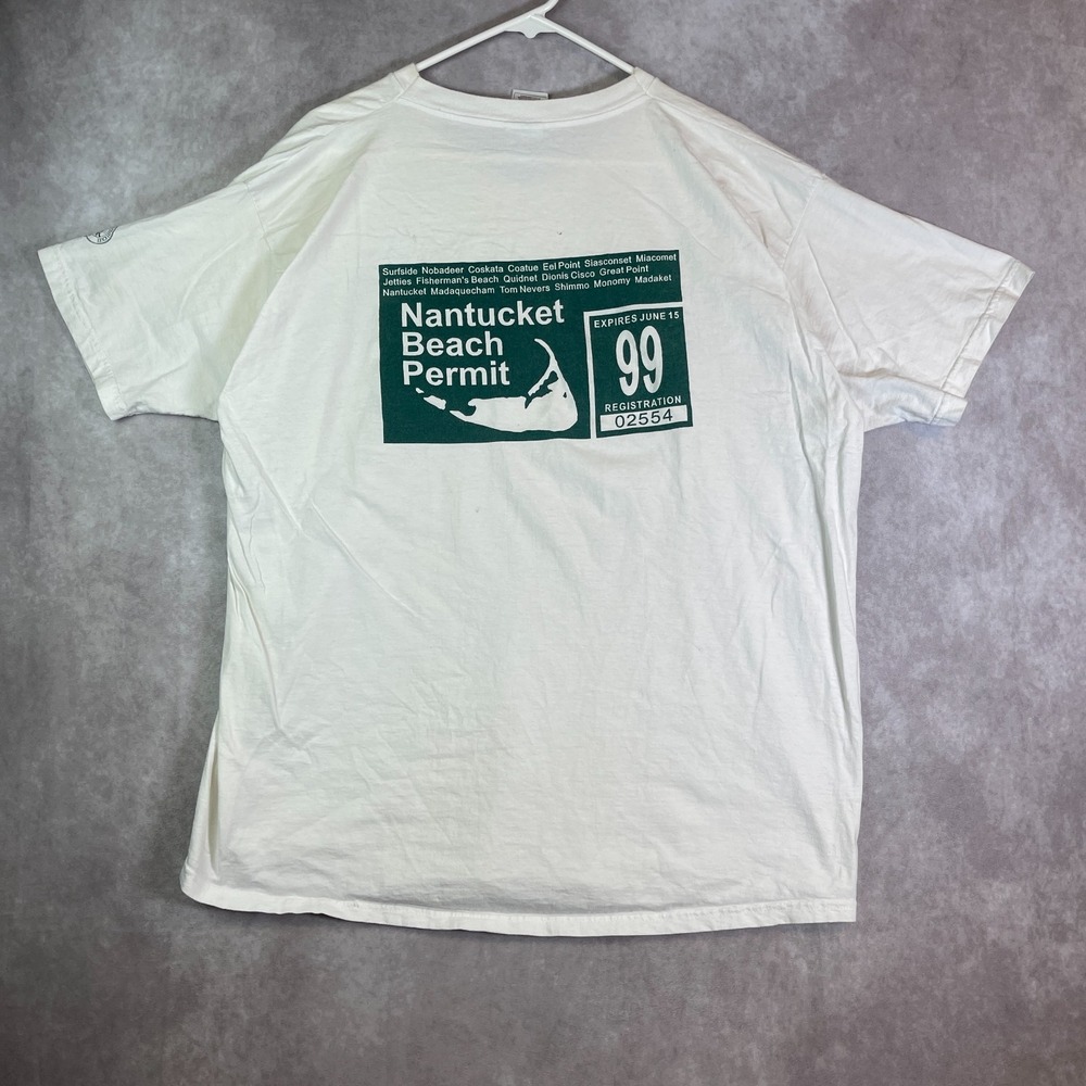 VINTAGE Nantucket Beach Permit Shirt Adult 2XL White Tee University Outdoor 90s